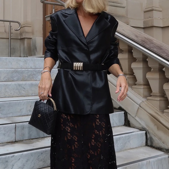 Diish MONTY BLACK FAUX LEATHERBLAZER